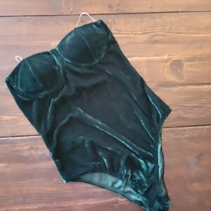 NEW Emerald Green Velvet Bodysuit:Small